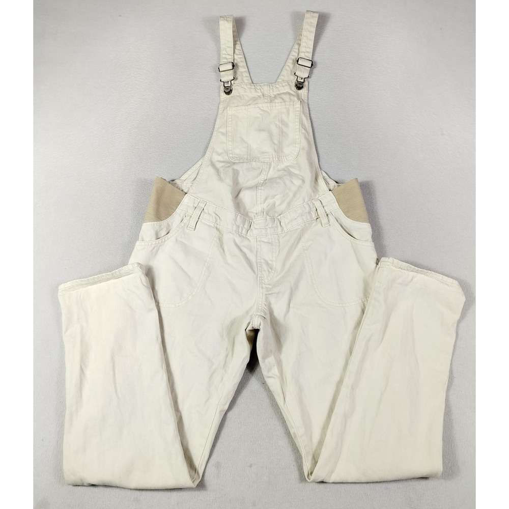 Old Navy Overalls Womens 6 White Maternity Adjustable Strap Bib Pockets Casual